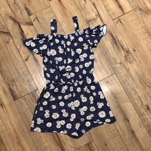 COPY - 🌻Sunflower 🌻navy polka dot shorts romper 6X